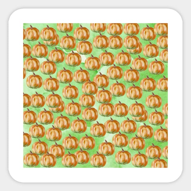 Autumn Harvest Watercolor Pumpkin Pattern Sticker by CONCEPTDVS